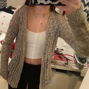 grey cardigan